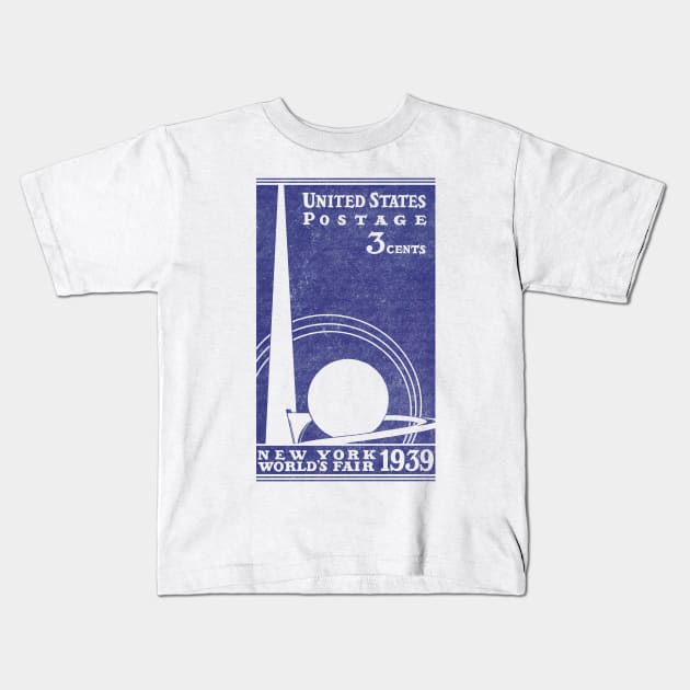 1939 World’s Fair postage Kids T-Shirt by ThirteenthFloor